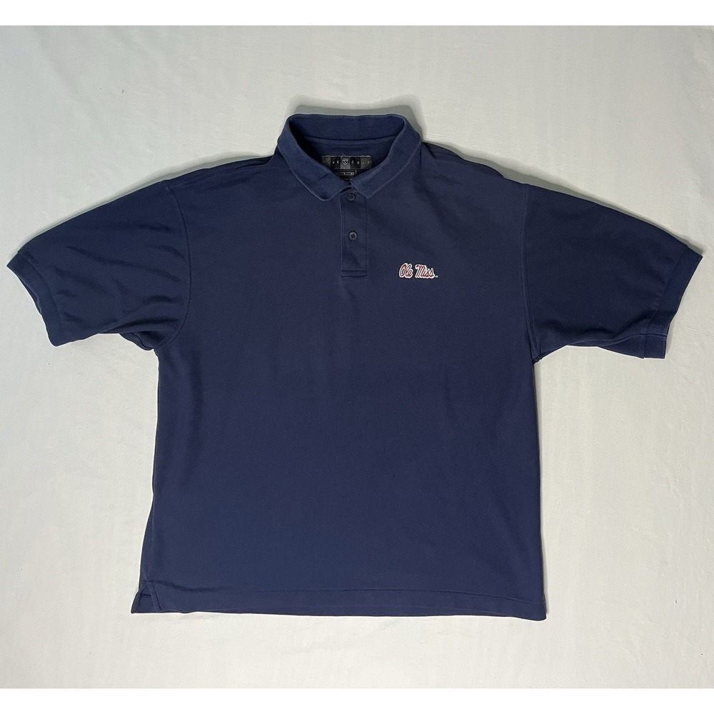 Vintage Nike Dri Fit Golf Ole Miss Rebels Polo Shirt Men's Large Blue Football